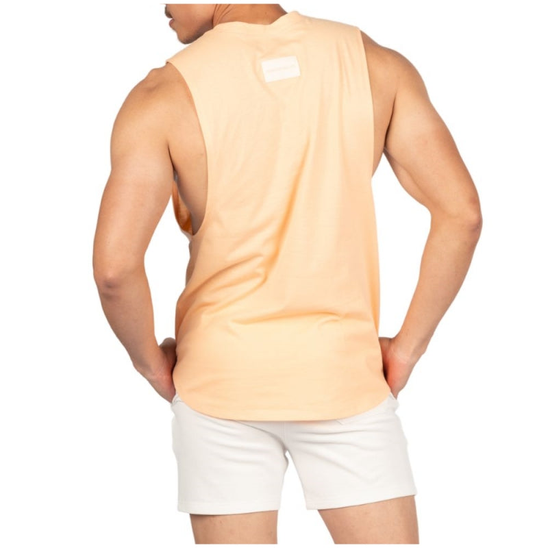 Private Structure เสื้อแขนกุด Fit Muscle Tee – Marigold Orange [4716] / นายแบบอก 41" Size M
